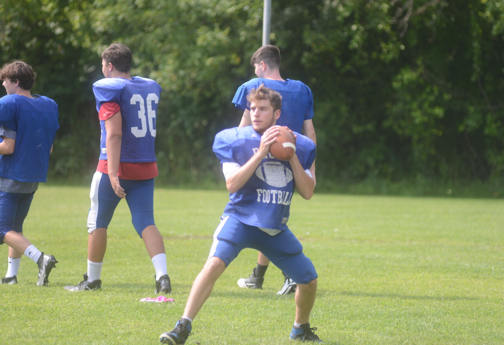 Anthony Pettengill scanning practice field